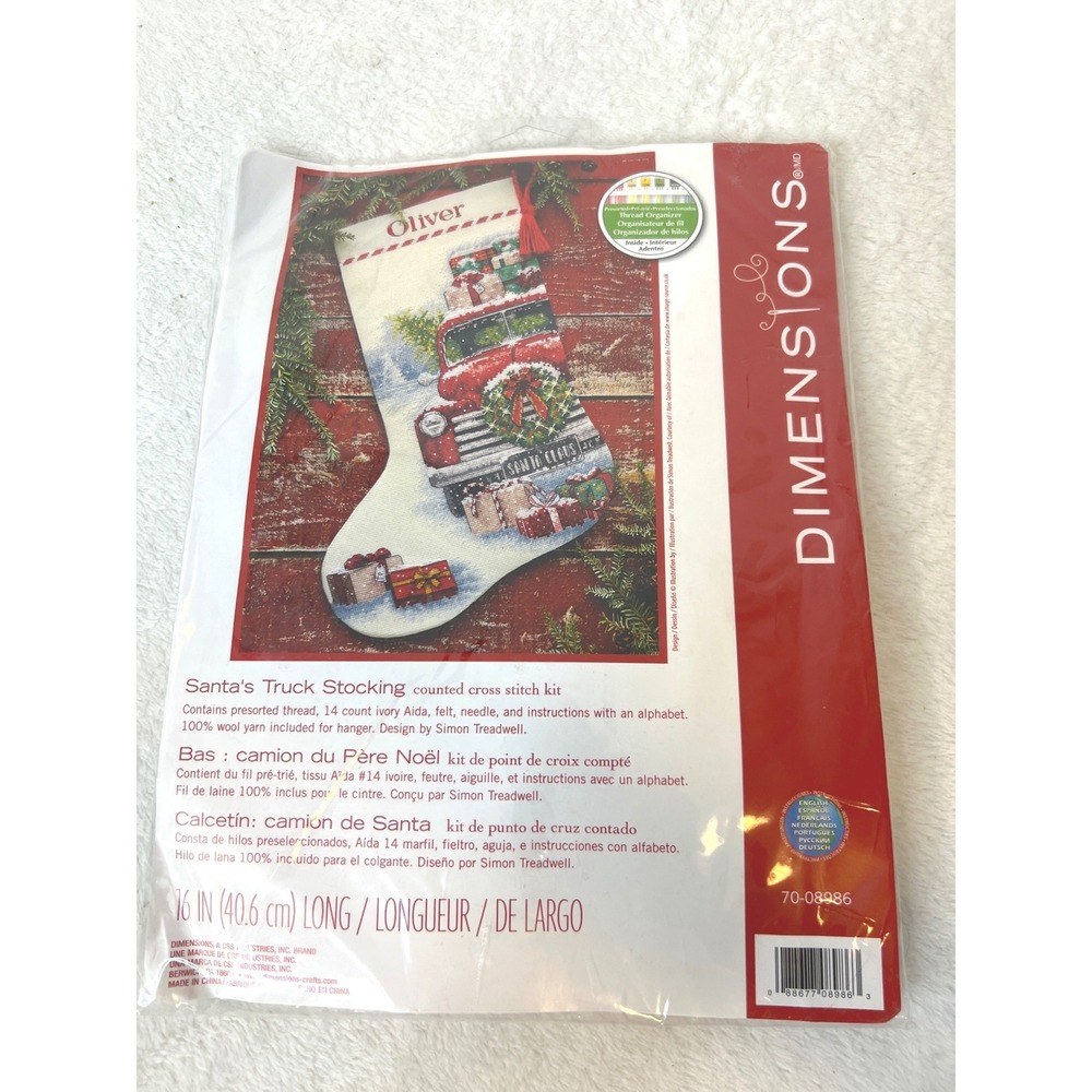 Dimensions Santa's Red Truck Counted Cross Stitch Stocking Kit 70-08986 NEW